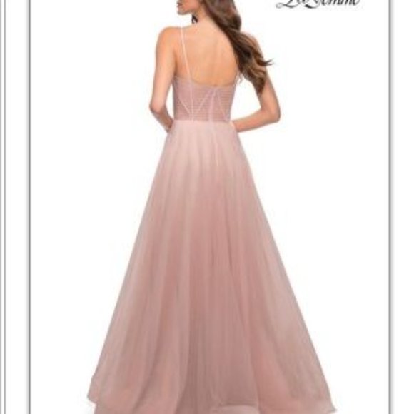 La Femme Illusion A-Line Tulle Ball Gown Size 14 - Picture 3 of 15